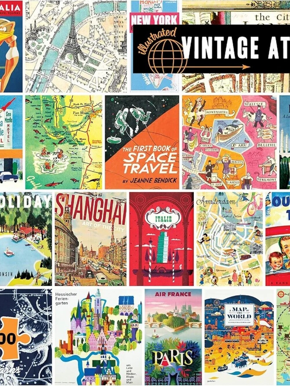 2/$14 - Re-Marks Vintage Atlas Jigsaw Puzzle 1000 Piece